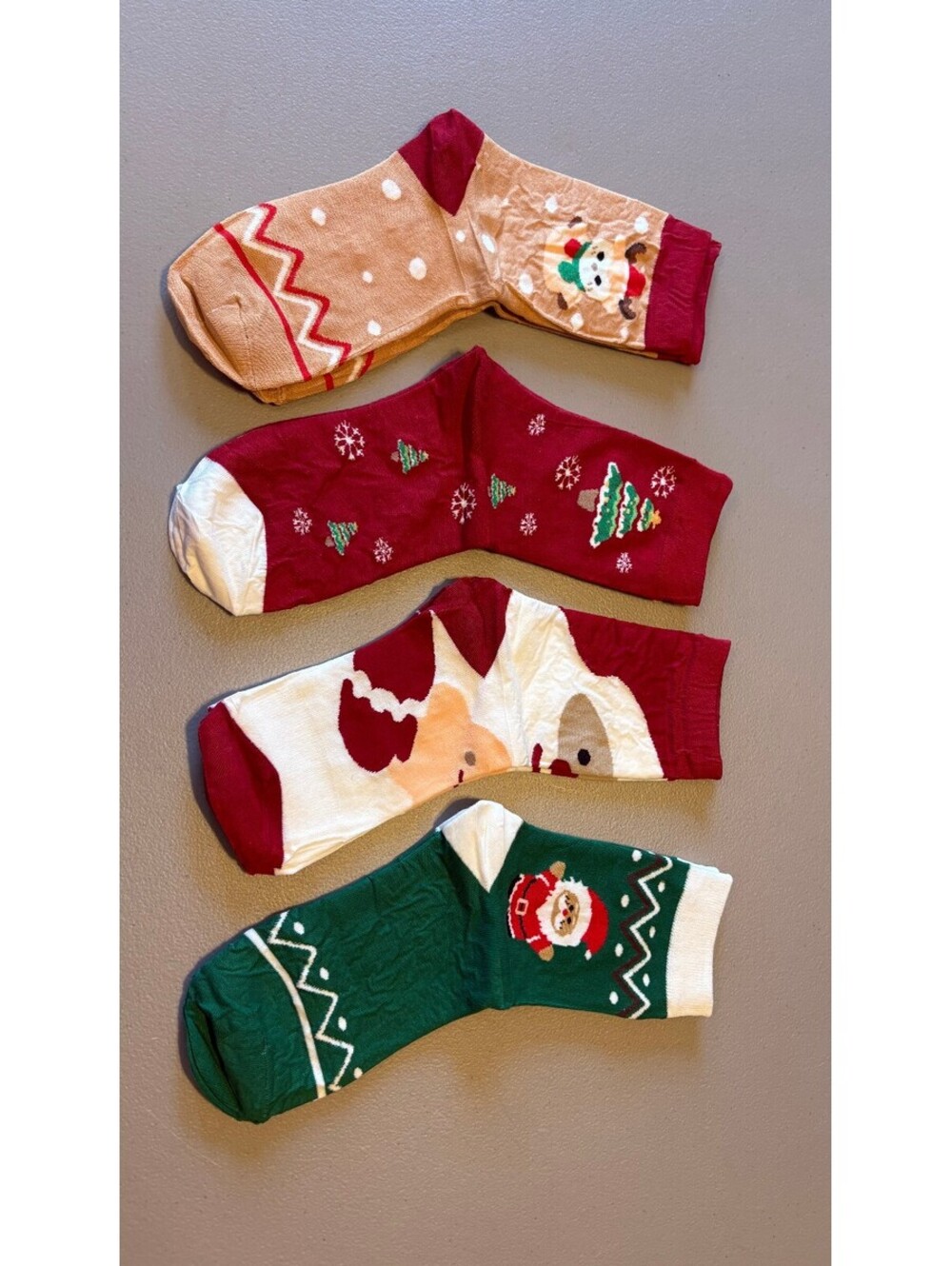 Christmas Themed Cozy Crew Socks Set of 4 with Festive Designs